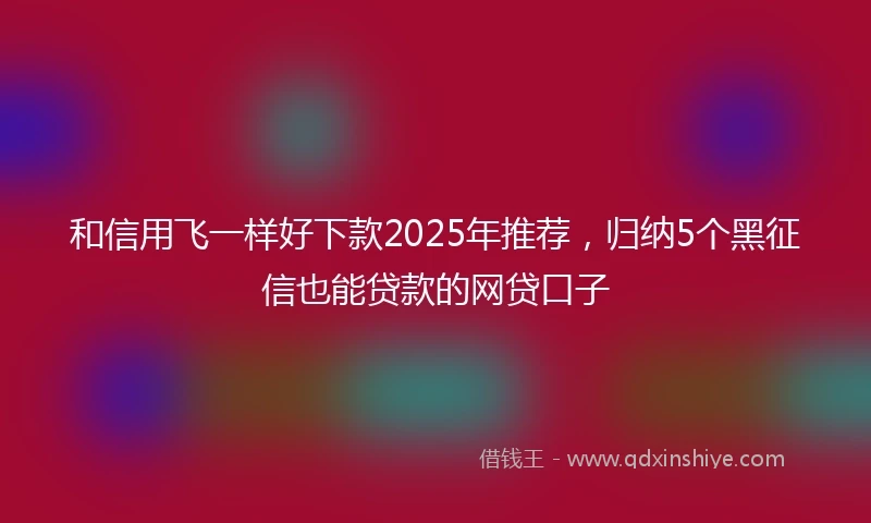 和信用飞一样好下款2025年推荐，归纳5个黑征信也能贷款的网贷口子