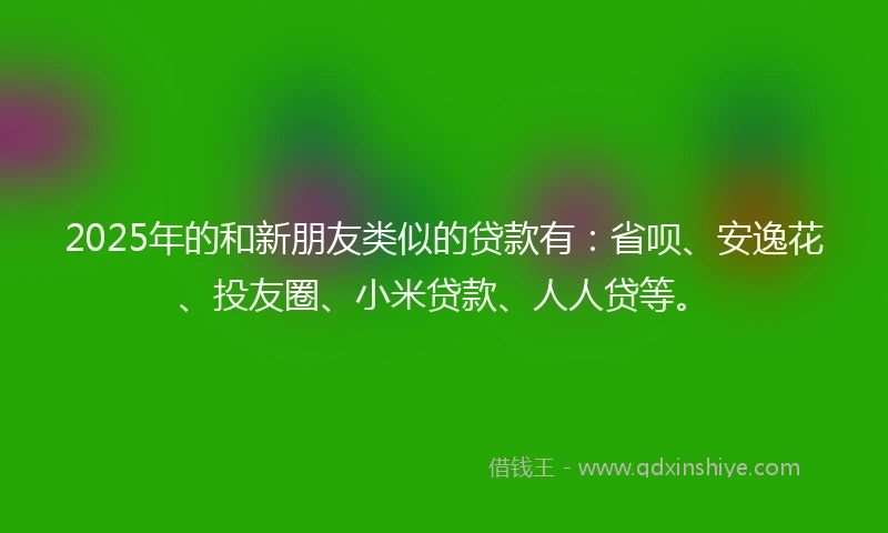 2025年的和新朋友类似的贷款有：省呗、安逸花、投友圈、小米贷款、人人贷等。