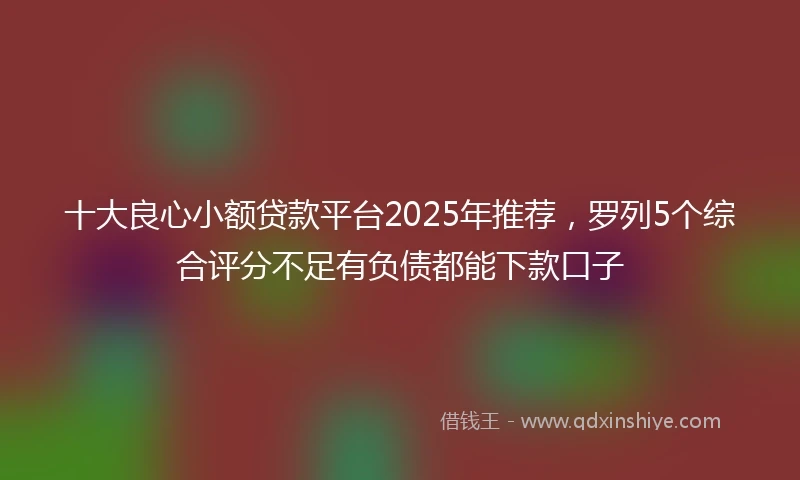 十大良心小额贷款平台2025年推荐，罗列5个综合评分不足有负债都能下款口子