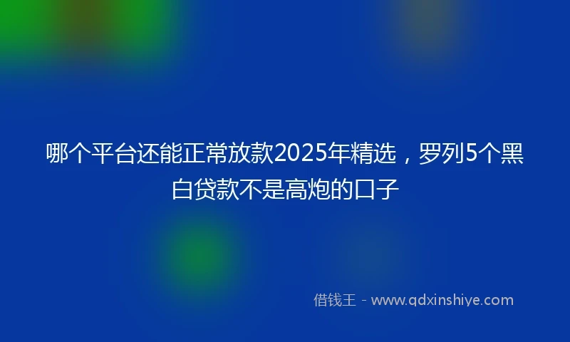哪个平台还能正常放款2025年精选，罗列5个黑白贷款不是高炮的口子