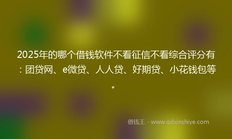 2025年的哪个借钱软件不看征信不看综合评分有：团贷网、e微贷、人人贷、好期贷、小花钱包等。