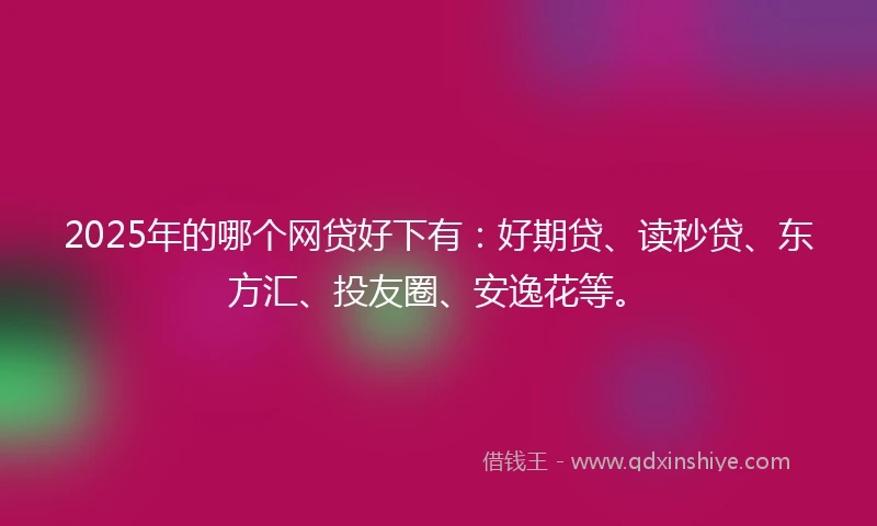 2025年的哪个网贷好下有：好期贷、读秒贷、东方汇、投友圈、安逸花等。