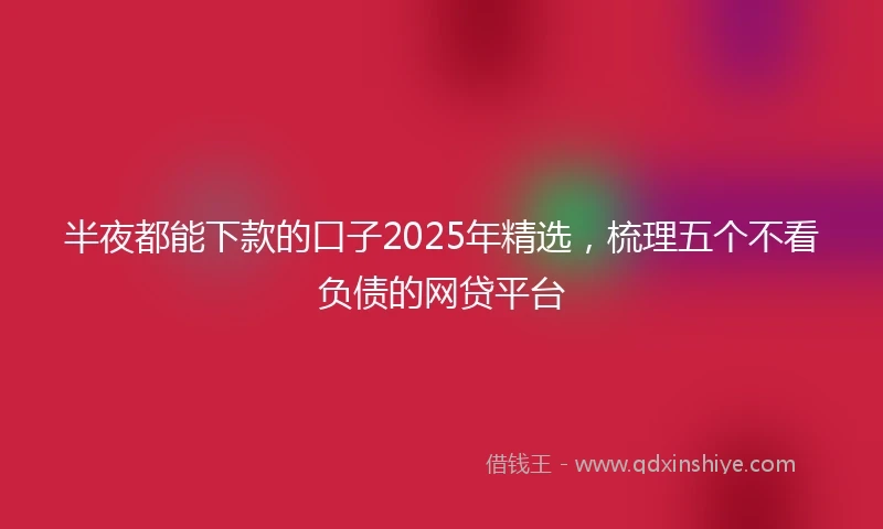 半夜都能下款的口子2025年精选，梳理五个不看负债的网贷平台