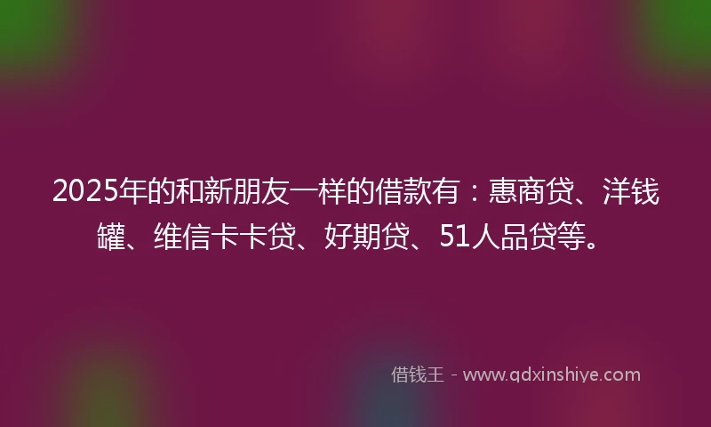 2025年的和新朋友一样的借款有：惠商贷、洋钱罐、维信卡卡贷、好期贷、51人品贷等。