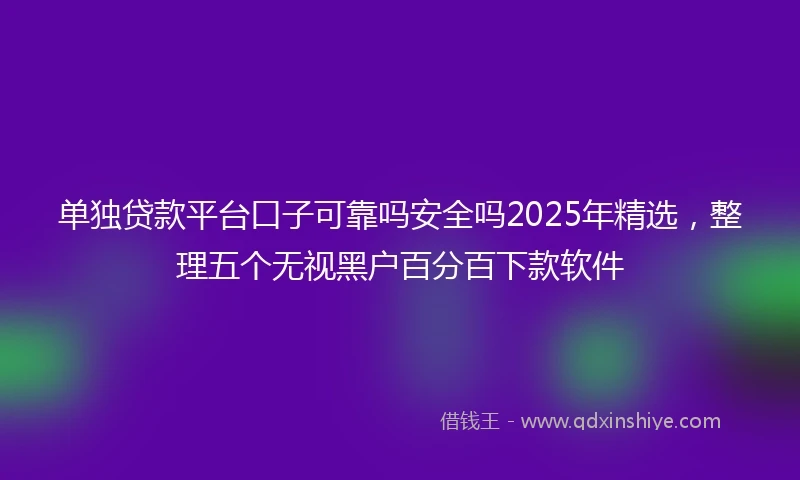 单独贷款平台口子可靠吗安全吗2025年精选，整理五个无视黑户百分百下款软件