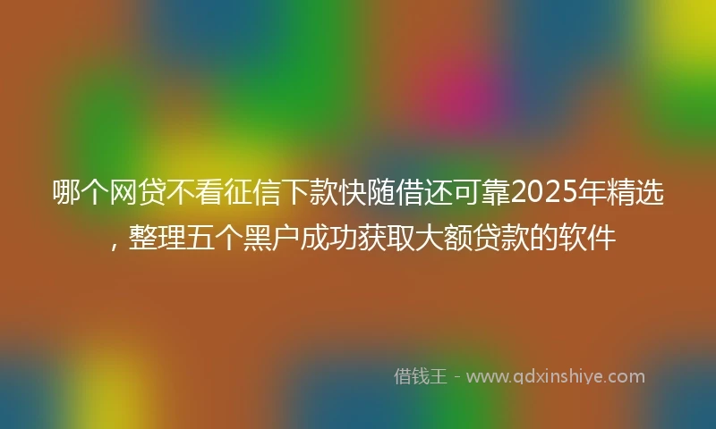 哪个网贷不看征信下款快随借还可靠2025年精选，整理五个黑户成功获取大额贷款的软件