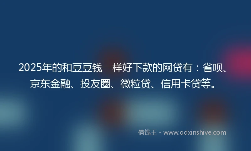 2025年的和豆豆钱一样好下款的网贷有：省呗、京东金融、投友圈、微粒贷、信用卡贷等。