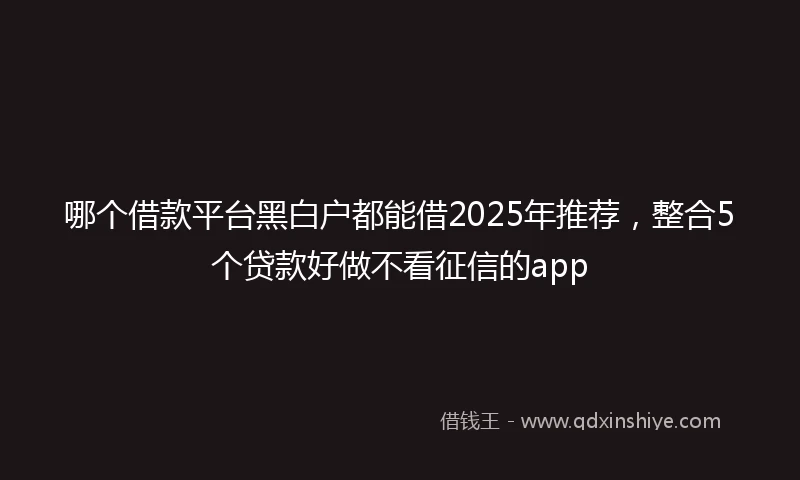 哪个借款平台黑白户都能借2025年推荐，整合5个贷款好做不看征信的app