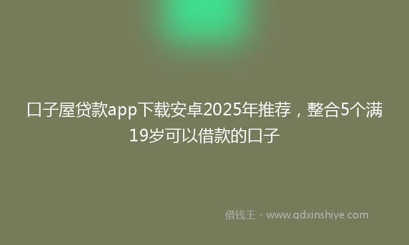 口子屋贷款app下载安卓2025年推荐，整合5个满19岁可以借款的口子