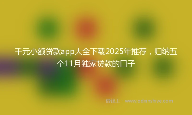 千元小额贷款app大全下载2025年推荐，归纳五个11月独家贷款的口子