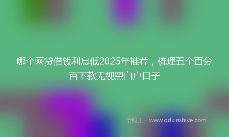 哪个网贷借钱利息低2025年推荐，梳理五个百分百下款无视黑白户口子