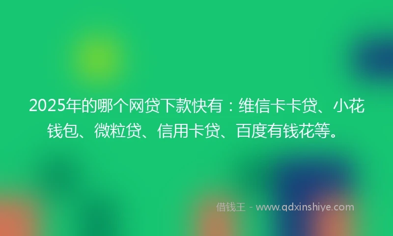2025年的哪个网贷下款快有：维信卡卡贷、小花钱包、微粒贷、信用卡贷、百度有钱花等。