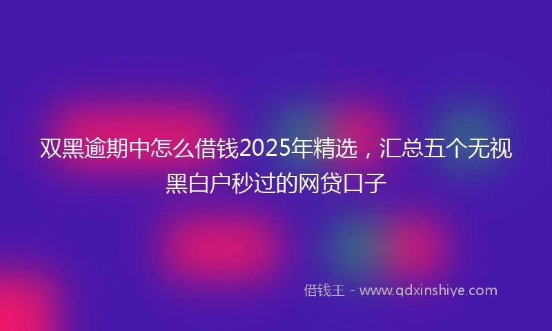 双黑逾期中怎么借钱2025年精选，汇总五个无视黑白户秒过的网贷口子