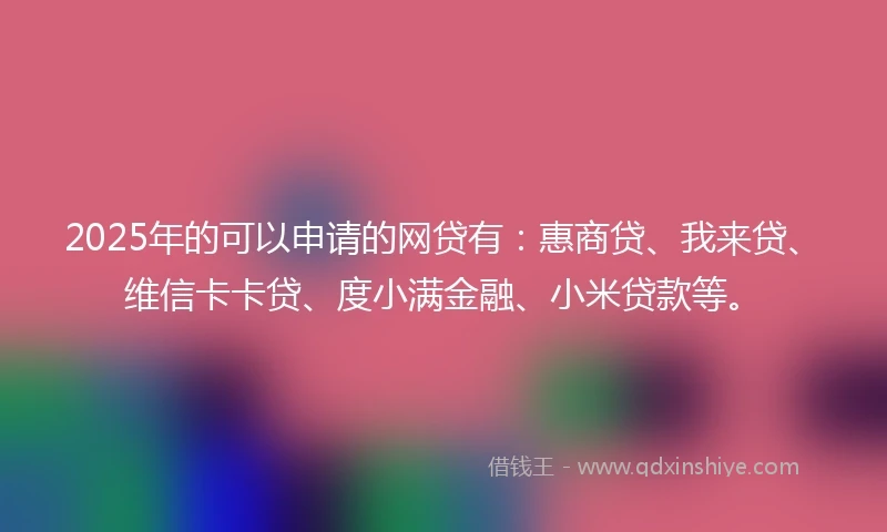 2025年的可以申请的网贷有：惠商贷、我来贷、维信卡卡贷、度小满金融、小米贷款等。