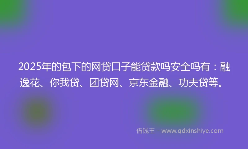 2025年的包下的网贷口子能贷款吗安全吗有：融逸花、你我贷、团贷网、京东金融、功夫贷等。