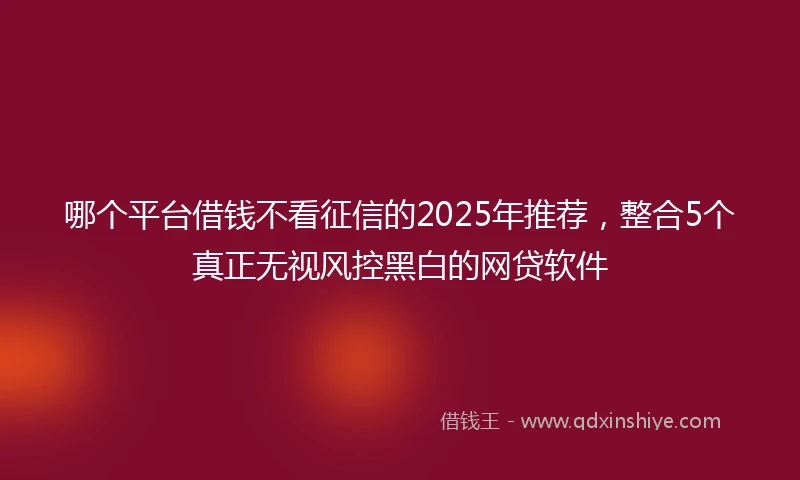 哪个平台借钱不看征信的2025年推荐，整合5个真正无视风控黑白的网贷软件