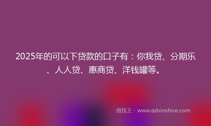 2025年的可以下贷款的口子有：你我贷、分期乐、人人贷、惠商贷、洋钱罐等。
