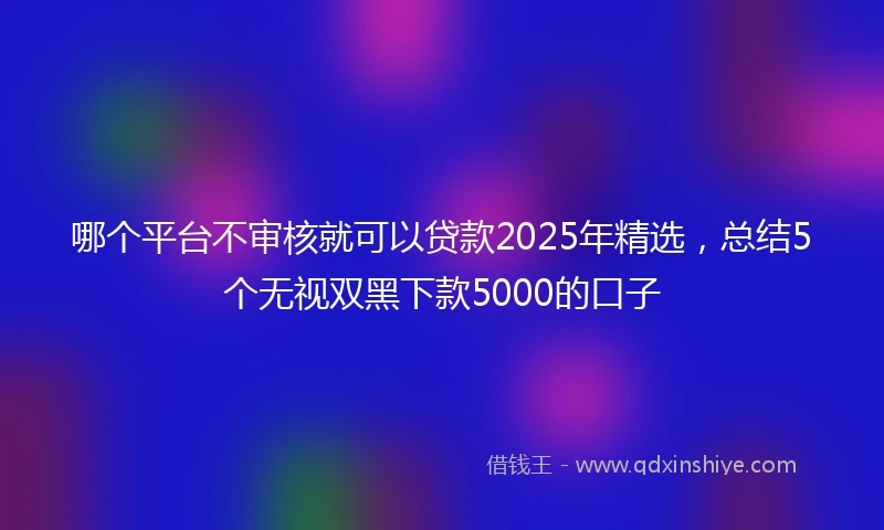 哪个平台不审核就可以贷款2025年精选，总结5个无视双黑下款5000的口子