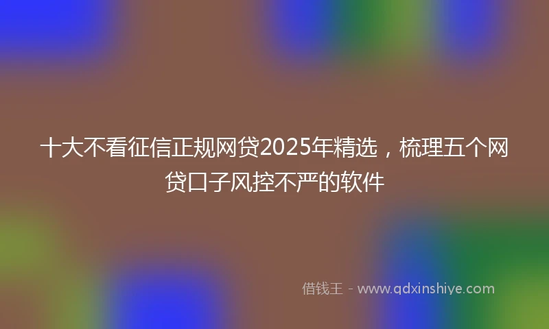 十大不看征信正规网贷2025年精选，梳理五个网贷口子风控不严的软件