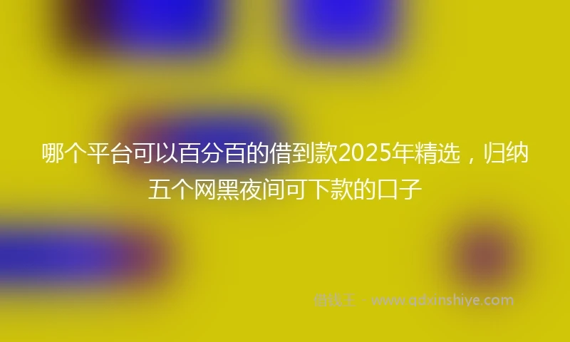 哪个平台可以百分百的借到款2025年精选，归纳五个网黑夜间可下款的口子