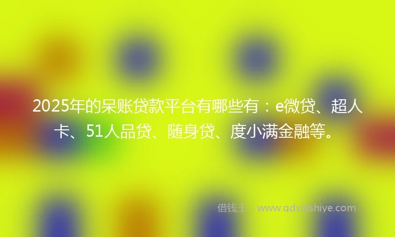 2025年的呆账贷款平台有哪些有：e微贷、超人卡、51人品贷、随身贷、度小满金融等。
