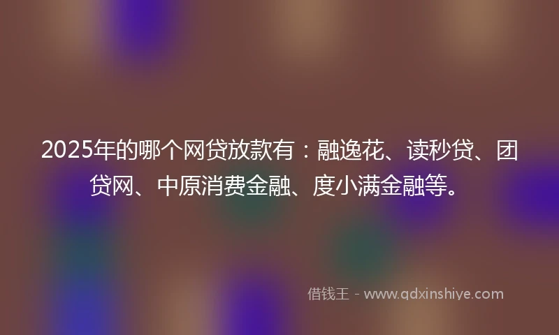 2025年的哪个网贷放款有：融逸花、读秒贷、团贷网、中原消费金融、度小满金融等。