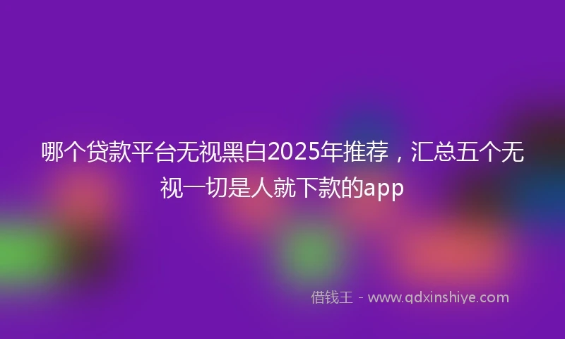 哪个贷款平台无视黑白2025年推荐，汇总五个无视一切是人就下款的app