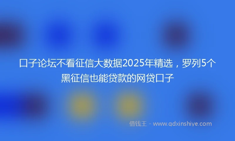 口子论坛不看征信大数据2025年精选，罗列5个黑征信也能贷款的网贷口子
