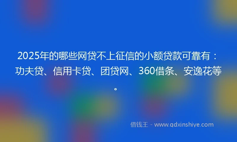 2025年的哪些网贷不上征信的小额贷款可靠有：功夫贷、信用卡贷、团贷网、360借条、安逸花等。