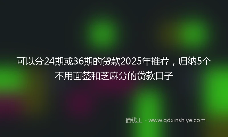 可以分24期或36期的贷款2025年推荐，归纳5个不用面签和芝麻分的贷款口子