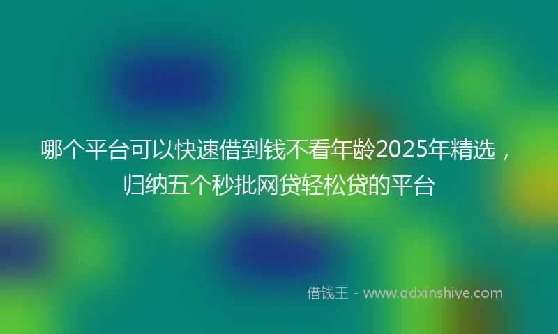 哪个平台可以快速借到钱不看年龄2025年精选，归纳五个秒批网贷轻松贷的平台