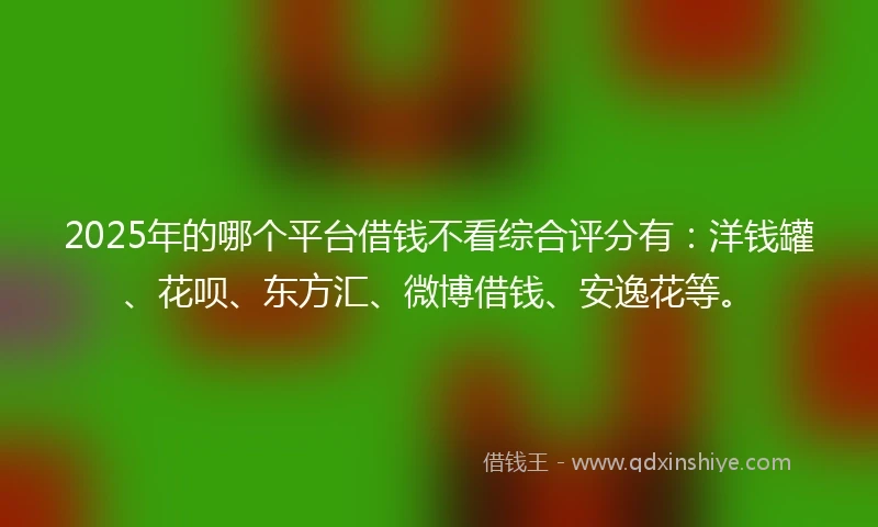 2025年的哪个平台借钱不看综合评分有：洋钱罐、花呗、东方汇、微博借钱、安逸花等。
