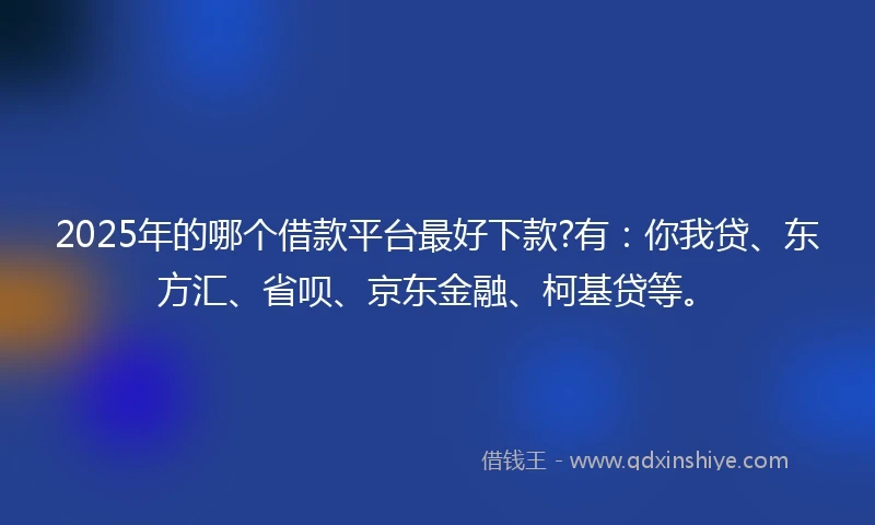 2025年的哪个借款平台最好下款?有：你我贷、东方汇、省呗、京东金融、柯基贷等。
