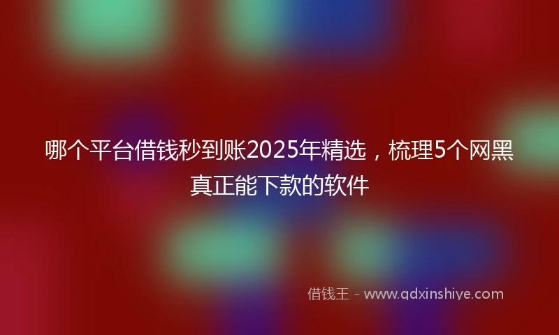哪个平台借钱秒到账2025年精选，梳理5个网黑真正能下款的软件