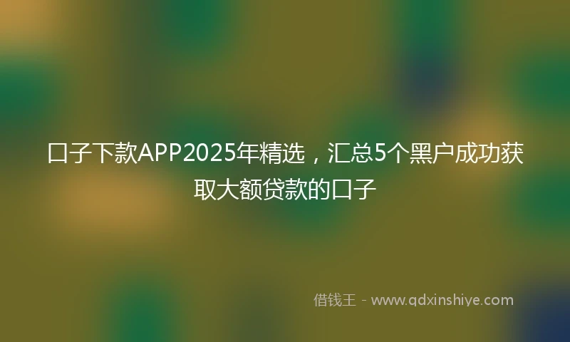 口子下款APP2025年精选，汇总5个黑户成功获取大额贷款的口子
