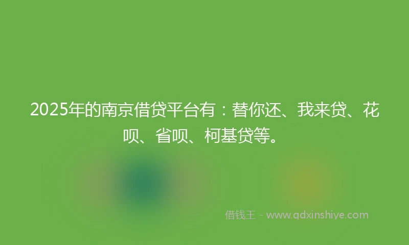 2025年的南京借贷平台有：替你还、我来贷、花呗、省呗、柯基贷等。