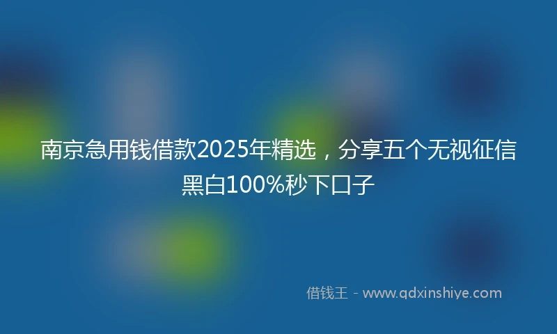南京急用钱借款2025年精选，分享五个无视征信黑白100%秒下口子