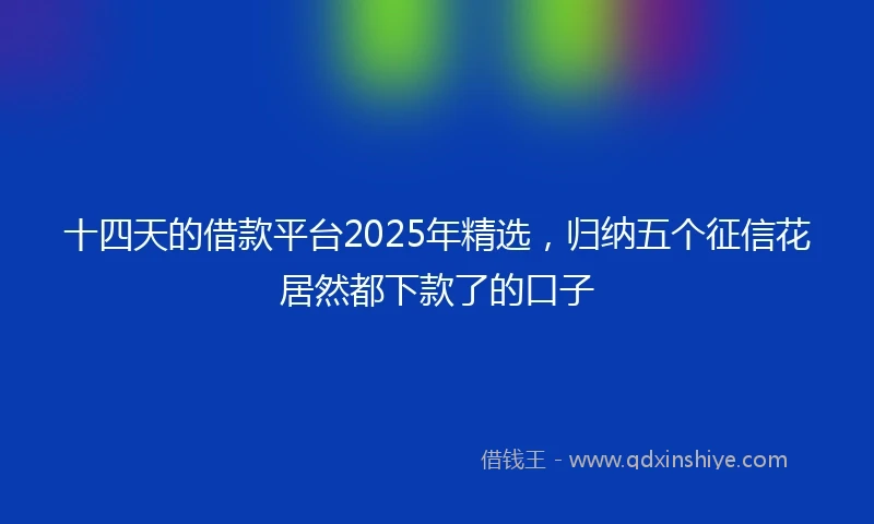 十四天的借款平台2025年精选，归纳五个征信花居然都下款了的口子