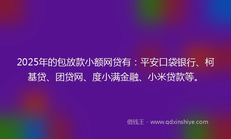 2025年的包放款小额网贷有：平安口袋银行、柯基贷、团贷网、度小满金融、小米贷款等。