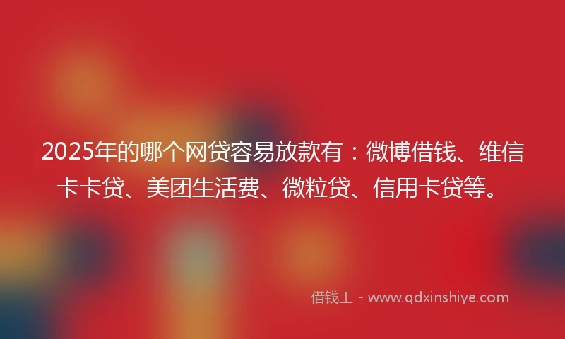 2025年的哪个网贷容易放款有：微博借钱、维信卡卡贷、美团生活费、微粒贷、信用卡贷等。