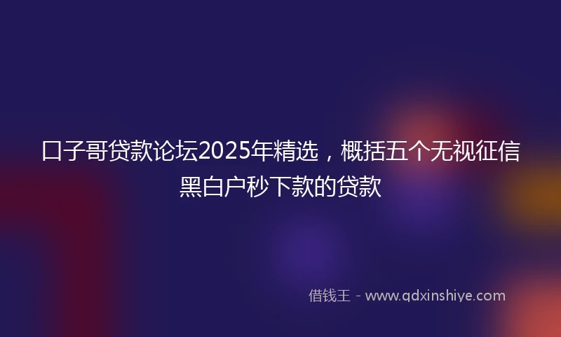 口子哥贷款论坛2025年精选，概括五个无视征信黑白户秒下款的贷款