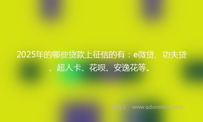 2025年的哪些贷款上征信的有：e微贷、功夫贷、超人卡、花呗、安逸花等。