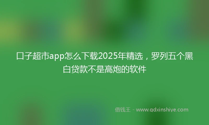 口子超市app怎么下载2025年精选，罗列五个黑白贷款不是高炮的软件