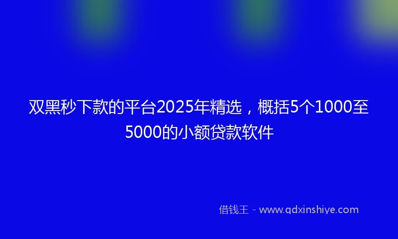 双黑秒下款的平台2025年精选，概括5个1000至5000的小额贷款软件