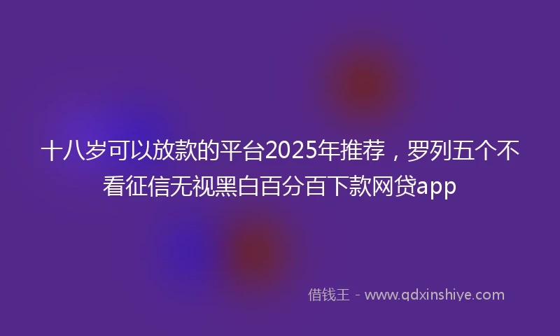 十八岁可以放款的平台2025年推荐，罗列五个不看征信无视黑白百分百下款网贷app
