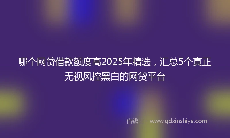 哪个网贷借款额度高2025年精选，汇总5个真正无视风控黑白的网贷平台