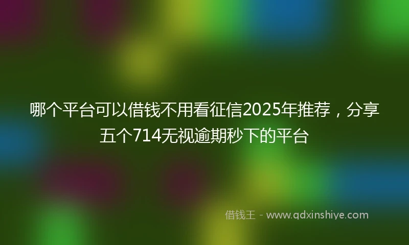 哪个平台可以借钱不用看征信2025年推荐，分享五个714无视逾期秒下的平台