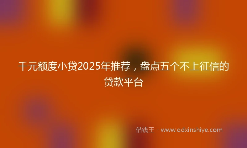 千元额度小贷2025年推荐，盘点五个不上征信的贷款平台