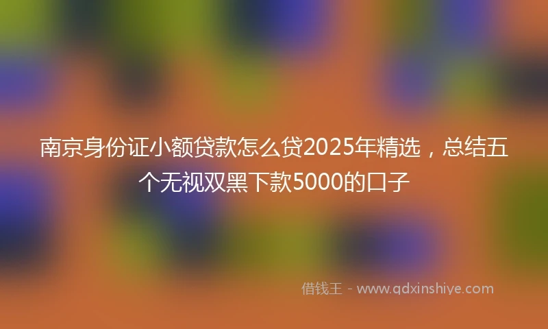 南京身份证小额贷款怎么贷2025年精选，总结五个无视双黑下款5000的口子