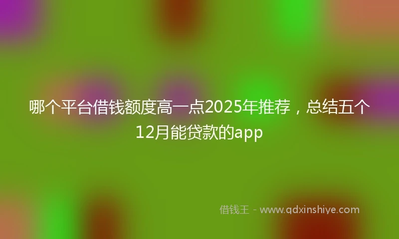 哪个平台借钱额度高一点2025年推荐，总结五个12月能贷款的app